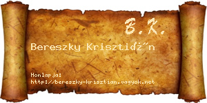 Bereszky Krisztián névjegykártya
